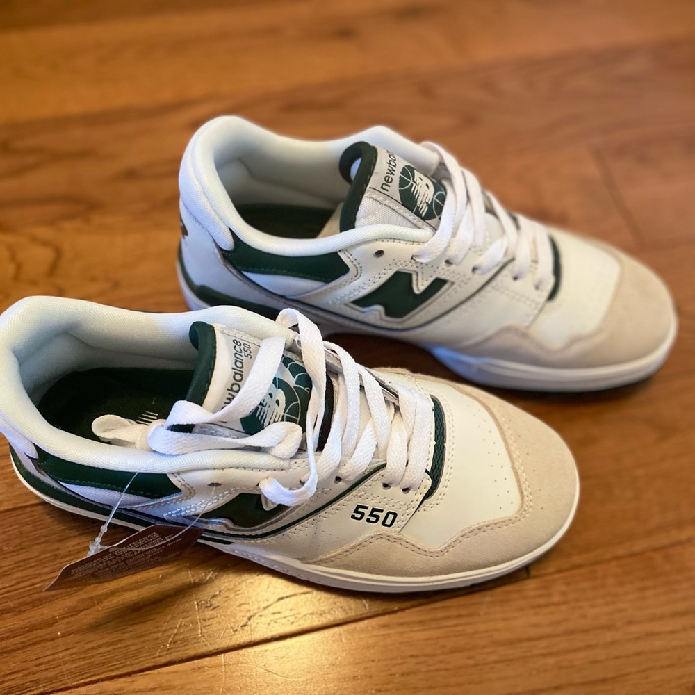 New Balance 550 White and Green Sneakers